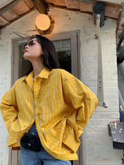 Sunghoon Lemon Striped Oversized Shirt