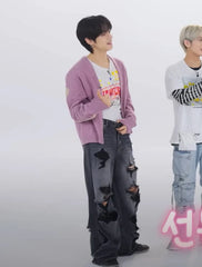 Yeonjun Washed Tattered Denim Jeans