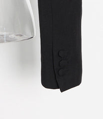 Yuna Black Crystal Chain Cropped Jacket
