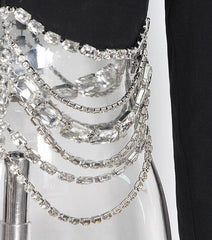 Yuna Black Crystal Chain Cropped Jacket