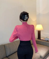 Yuna Black Cut-Out Puff Sleeve Top