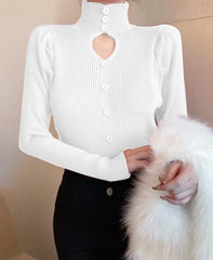 Yuna Black Cut-Out Puff Sleeve Top