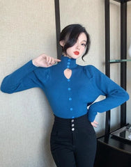 Yuna Black Cut-Out Puff Sleeve Top