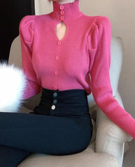 Yuna Black Cut-Out Puff Sleeve Top
