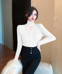 Yuna Black Cut-Out Puff Sleeve Top