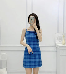 Yuna Blue Plaid Dress