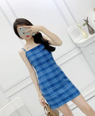Yuna Blue Plaid Dress