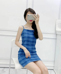 Yuna Blue Plaid Dress