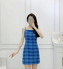 Yuna Blue Plaid Dress