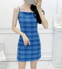 Yuna Blue Plaid Dress