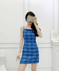 Yuna Blue Plaid Dress