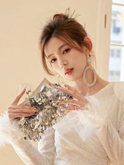 Yuna Gold Diamond Embezzled Hoop Earrings