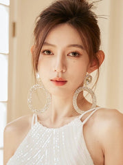 Yuna Gold Diamond Embezzled Hoop Earrings