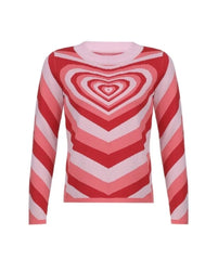Yuna Pink Heart Wave Sweater