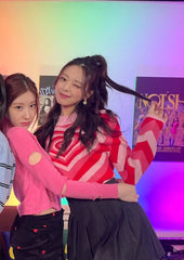 Yuna Pink Heart Wave Sweater