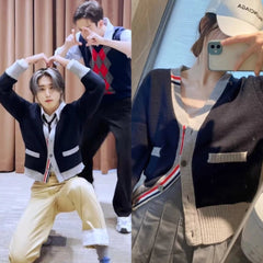Jisung Navy Detail Cardigan