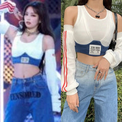 Jennie Bra Crop Top With Arm Warmer Sleeves