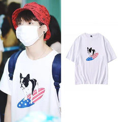 Jungkook Surfing Dog Print Tee