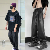 Jungkook Wide-Leg Faux Leather Pants