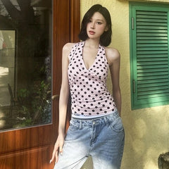 Asa Pink Polka Dot Halter Top