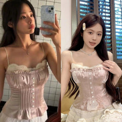 Minji Blush Layered Pleated Top