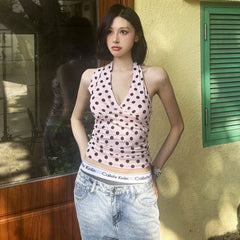 Asa Pink Polka Dot Halter Top