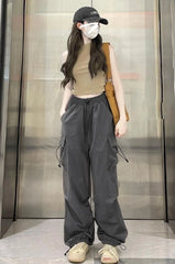 Ruka Grey Drawstring Cargo Pants