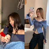 Jennie Off-Shoulders Zip-Up Sweater