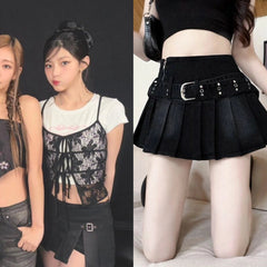 Haneul Belted Pleated Skirt
