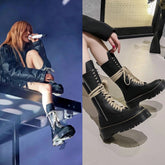 Rose Combat Lace-Up Boots