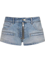 Ryujin Azure Zip Low-Rise Shorts
