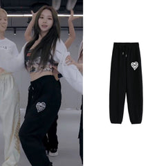 Karina Black Heart Print Sweatpants
