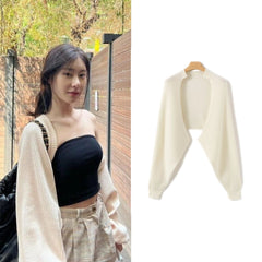 Creamy White Short Bolero Cardigan | Chaeryeong – ITZY