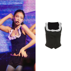 Jennie Ruffled Double-Breasted Vest