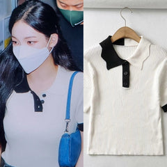 Karina Scallop Knitted Polo Shirt