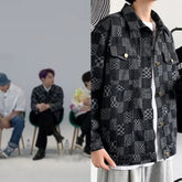 Jungkook Noir Checkered Denim Jacket