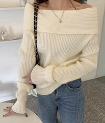 Karina Ribbed Off-Shoulder Sweater