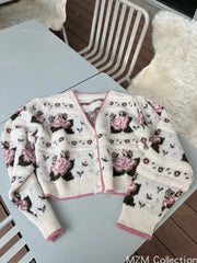 Winter Floral Crop Cardigan