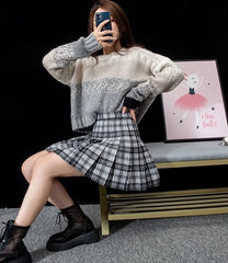 Giselle Plaid Pleated School Girl Skirt