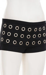 Ningning Black Eyelet Belted Wrap Shorts