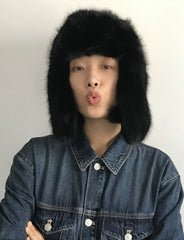 Jisung Black Fur Ski Hat