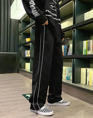 Jay Noir White-Trimmed Pants