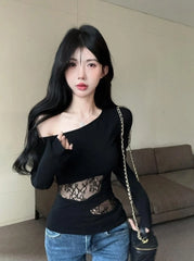 Natty Lace One-Shoulder Top