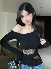 Natty Lace One-Shoulder Top