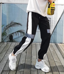Suga Black Reflective Stripe Track Pants