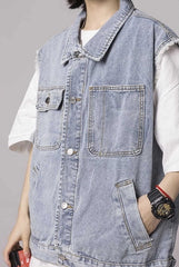 Indigo Asymmetric Pocket Vest