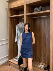 Danielle Indigo Double-Pocket Denim Dress