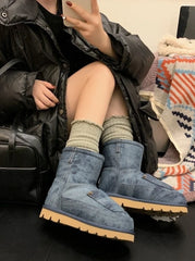 Giselle Denim Fleece Boots