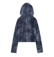Winter Denim Print Hooded Top