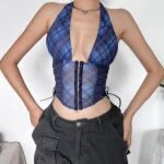 Chaewon Plaid Corset Top